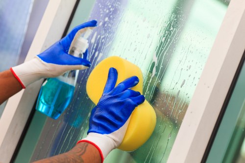Carpet cleaner preparing equipment safely before a cleaning job