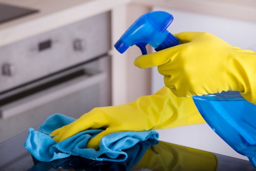 Safety-focused carpet cleaning team reviewing site conditions