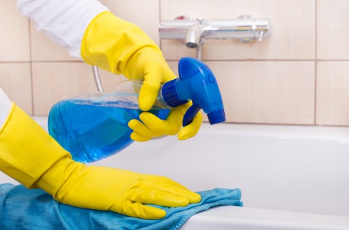 Close-up of upholstery stain treatment during sofa cleaning in Pratts Bottom