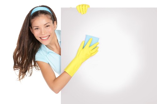 Cleaner inspecting equipment and workspace before starting